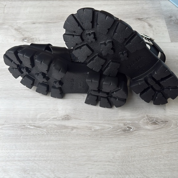 Prada Monolith rubber Black Platform Sandals black size 8 NWT in box - Picture 10 of 13